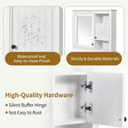 32 Armoire Murale de Salle de Bain avec Miroir, Meuble Haut de Salle de Bain Mural avec 3 Étagères pour Salle de Bain Blanc