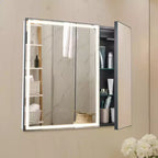 Armoire à pharmacie éclairée avec miroir, 30 x 28 po Encastrée ou murale, Armoire à pharmacie de salle de bain à LED dimmable 3 couleurs, Blanche