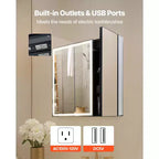 Armoire à pharmacie éclairée avec miroir, 30 x 28 po Encastrée ou murale, Armoire à pharmacie de salle de bain à LED dimmable 3 couleurs, Blanche