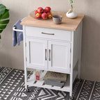 Îlot de cuisine roulant avec tiroir, armoire de rangement à 2 portes et plateau inférieur