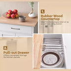 Îlot de cuisine roulant avec tiroir, armoire de rangement à 2 portes et plateau inférieur