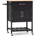 Costway Rolling Kitchen Island Cart w/ Drawer 2-Door Storage Cabinet Bottom Tray