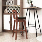 Tabouret de bar pivotant à hauteur de comptoir 30,5, assise en cuir PU capitonné, dossier creux