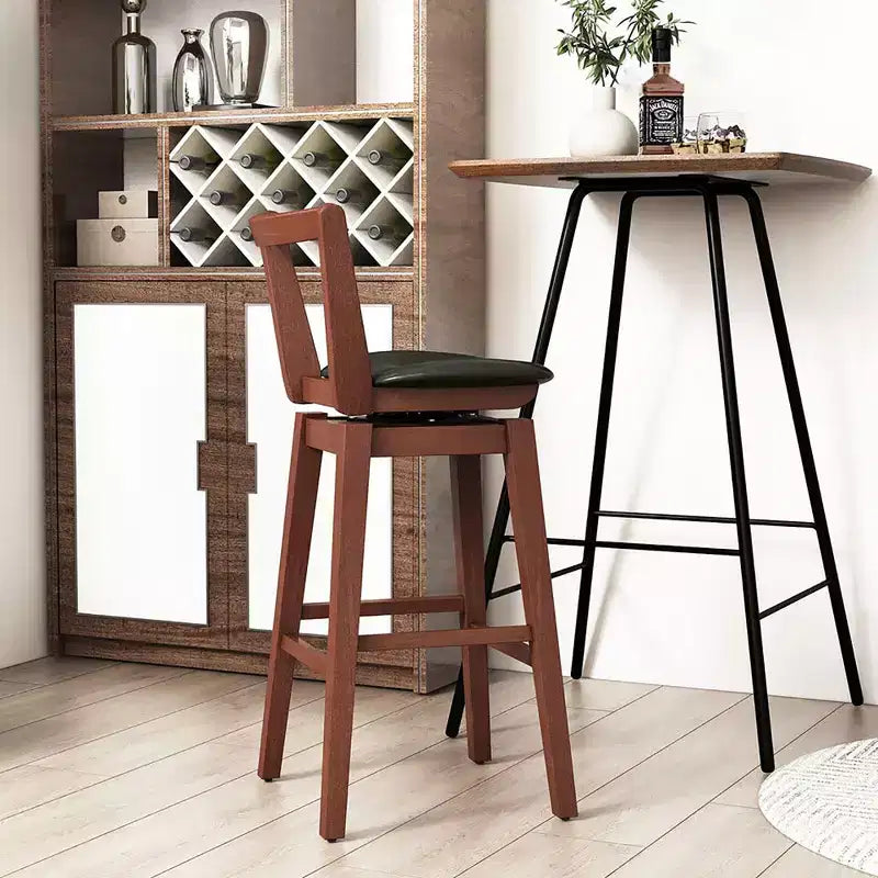 Swivel Bar Height Bar Stool 30.5 Upholstered PU Leather Hollow Backrest