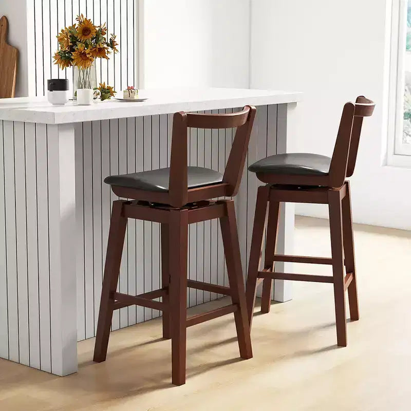 Swivel Bar Height Bar Stool 30.5 Upholstered PU Leather Hollow Backrest