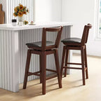 Tabouret de bar pivotant à hauteur de comptoir 30,5, assise en cuir PU capitonné, dossier creux