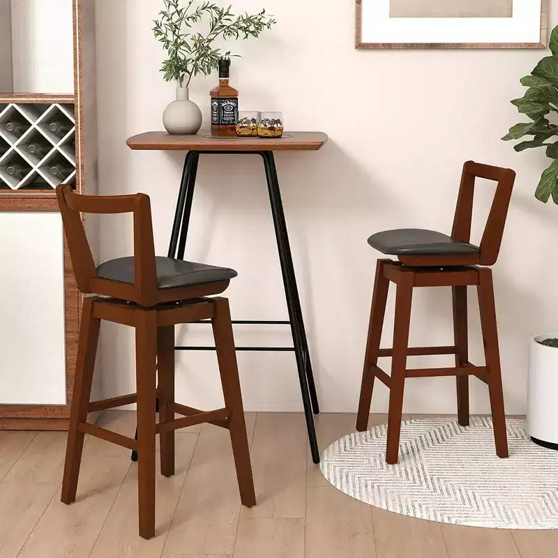 Swivel Bar Height Bar Stool 30.5 Upholstered PU Leather Hollow Backrest
