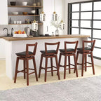 Tabouret de bar pivotant à hauteur de comptoir 30,5, assise en cuir PU capitonné, dossier creux
