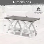 Table basse de 40 po avec étagère de rangement et pieds en X pour salon ou chambre à coucher