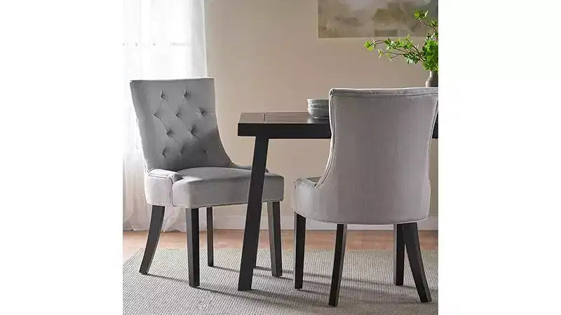 Dining Chairs, Upholstered Side Chairs with Tufted Back and Wood Legs, Contemporary Kitchen Dining Room Chairs