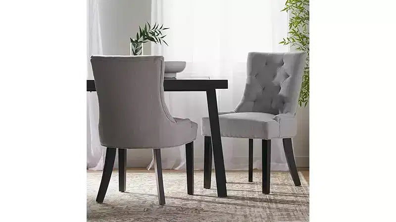 Dining Chairs, Upholstered Side Chairs with Tufted Back and Wood Legs, Contemporary Kitchen Dining Room Chairs