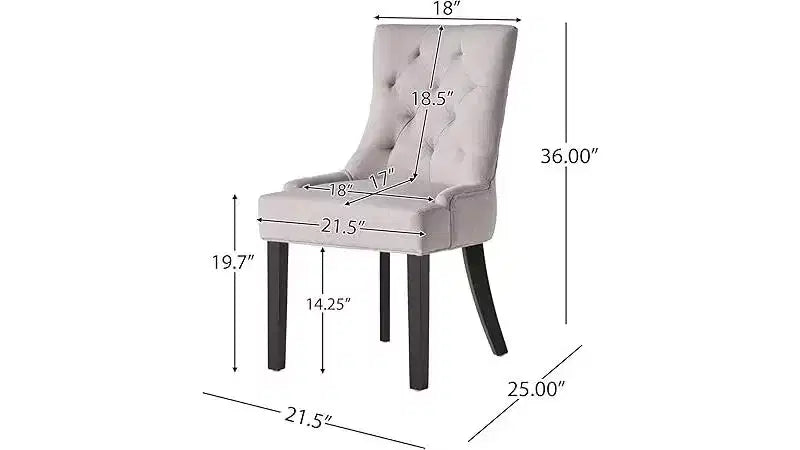 Dining Chairs, Upholstered Side Chairs with Tufted Back and Wood Legs, Contemporary Kitchen Dining Room Chairs