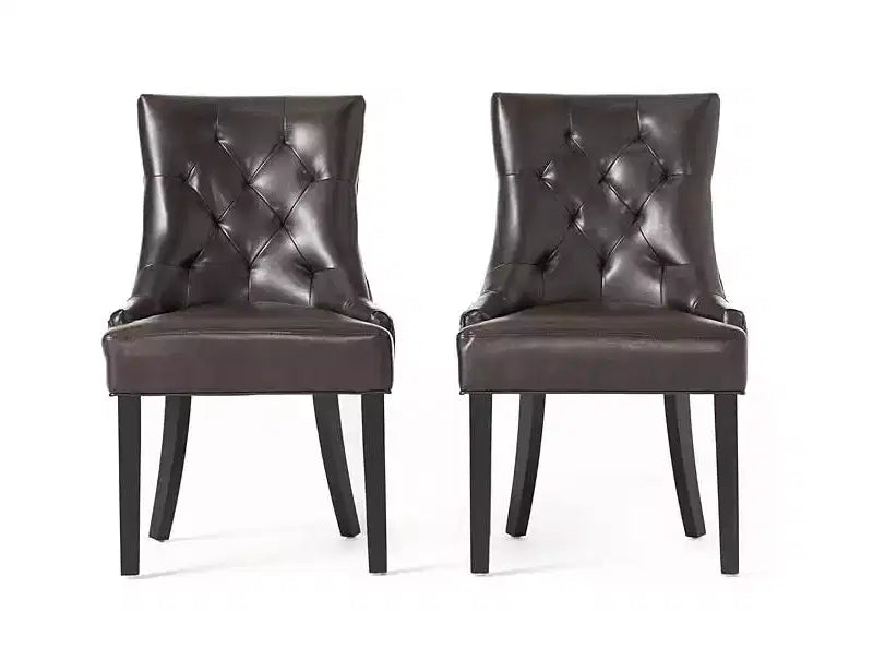 Dining Chairs, Upholstered Side Chairs with Tufted Back and Wood Legs, Contemporary Kitchen Dining Room Chairs