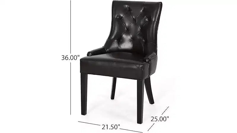 Dining Chairs, Upholstered Side Chairs with Tufted Back and Wood Legs, Contemporary Kitchen Dining Room Chairs