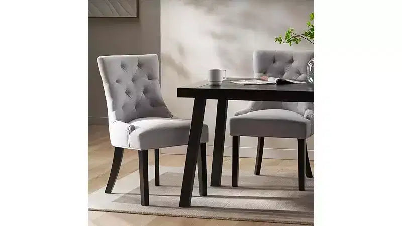 Dining Chairs, Upholstered Side Chairs with Tufted Back and Wood Legs, Contemporary Kitchen Dining Room Chairs