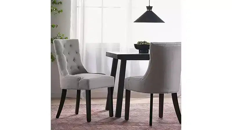 Dining Chairs, Upholstered Side Chairs with Tufted Back and Wood Legs, Contemporary Kitchen Dining Room Chairs