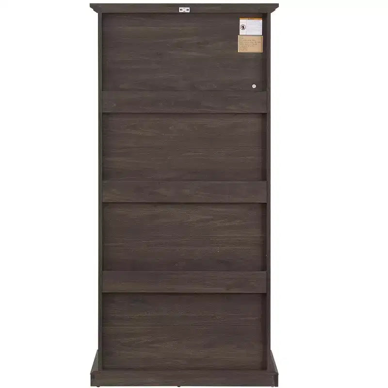 4-Tier Glass Display Cabinet with Flip-Up Doors for Living Room, Entryway or Office