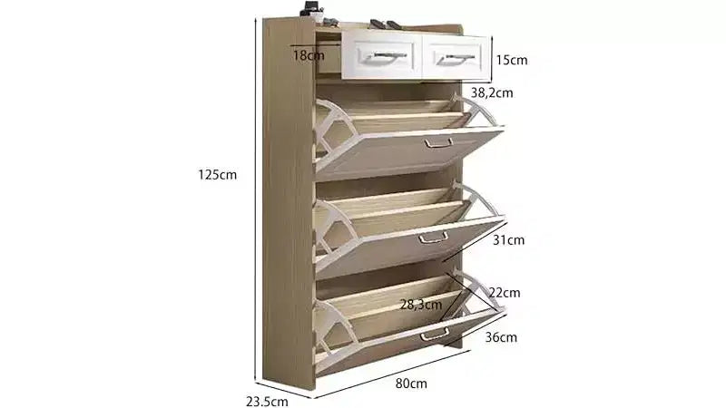 Shoe Cabinet with 3 Flip Drawers, 2 Storage Drawers, Freestanding Modern Shoes Organizer for Hallway, Bedroom , Entryway Storage White