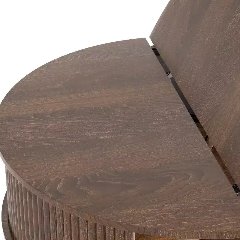 Rustic 31.5 Round Lift-Top Coffee Table with Hidden Storage