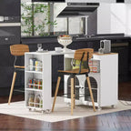 Îlot de cuisine roulant avec table extensible, îlot de cuisine sur roulettes avec lumières LED, prises électriques, 2 portes en verre cannelé et étagères de rangement
