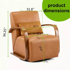 Fauteuil d'appoint pivotant, Fauteuil de loisirs avec revêtement en similicuir, accoudoirs en bois massif, Fauteuil pivotant ergonomique pour le salon