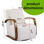 Fauteuil d'appoint pivotant, Fauteuil de loisirs avec revêtement en similicuir, accoudoirs en bois massif, Fauteuil pivotant ergonomique pour le salon