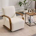 Swivel Accent Chair, Leisure Chair with Faux Leather Upholstery, Solid Wood Armrests, Ergonomic Single Swivel Sofa Chair for Living Room